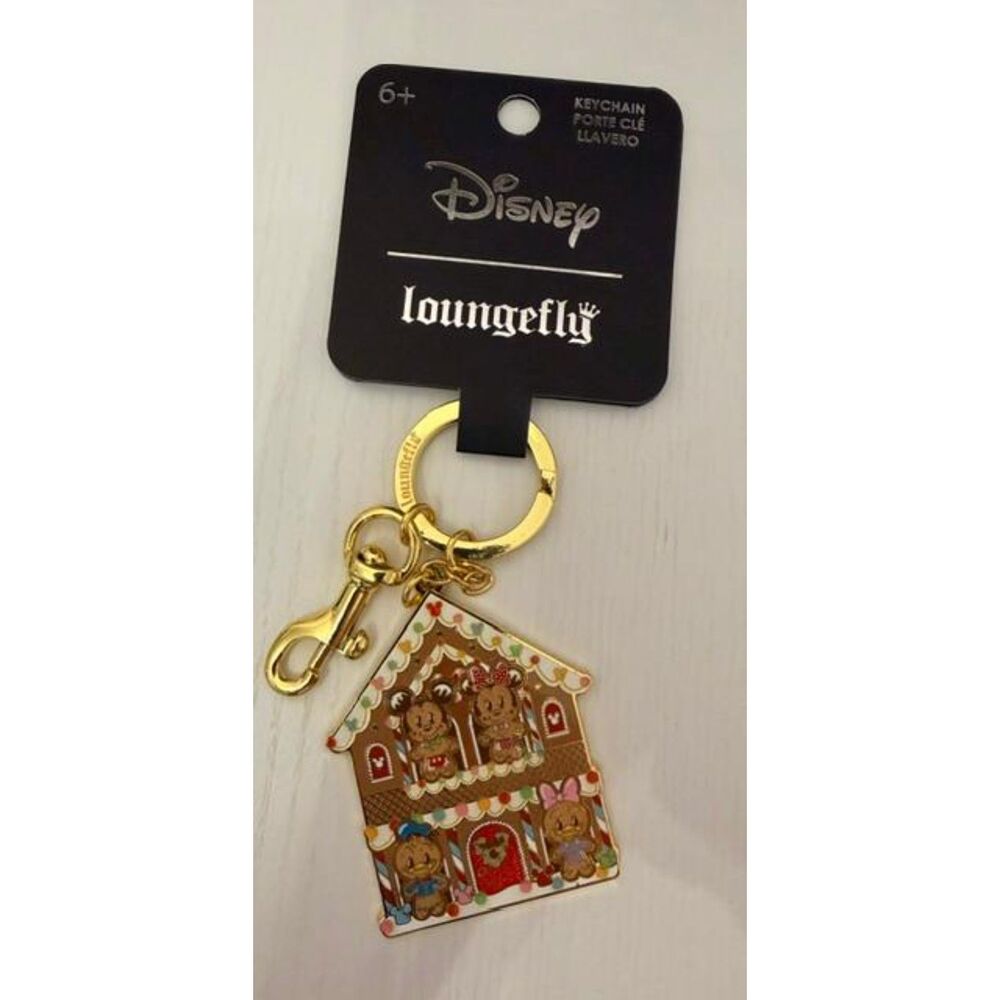 Loungefly Disney Mickey and Friends Gingerbread House Keychain NWT